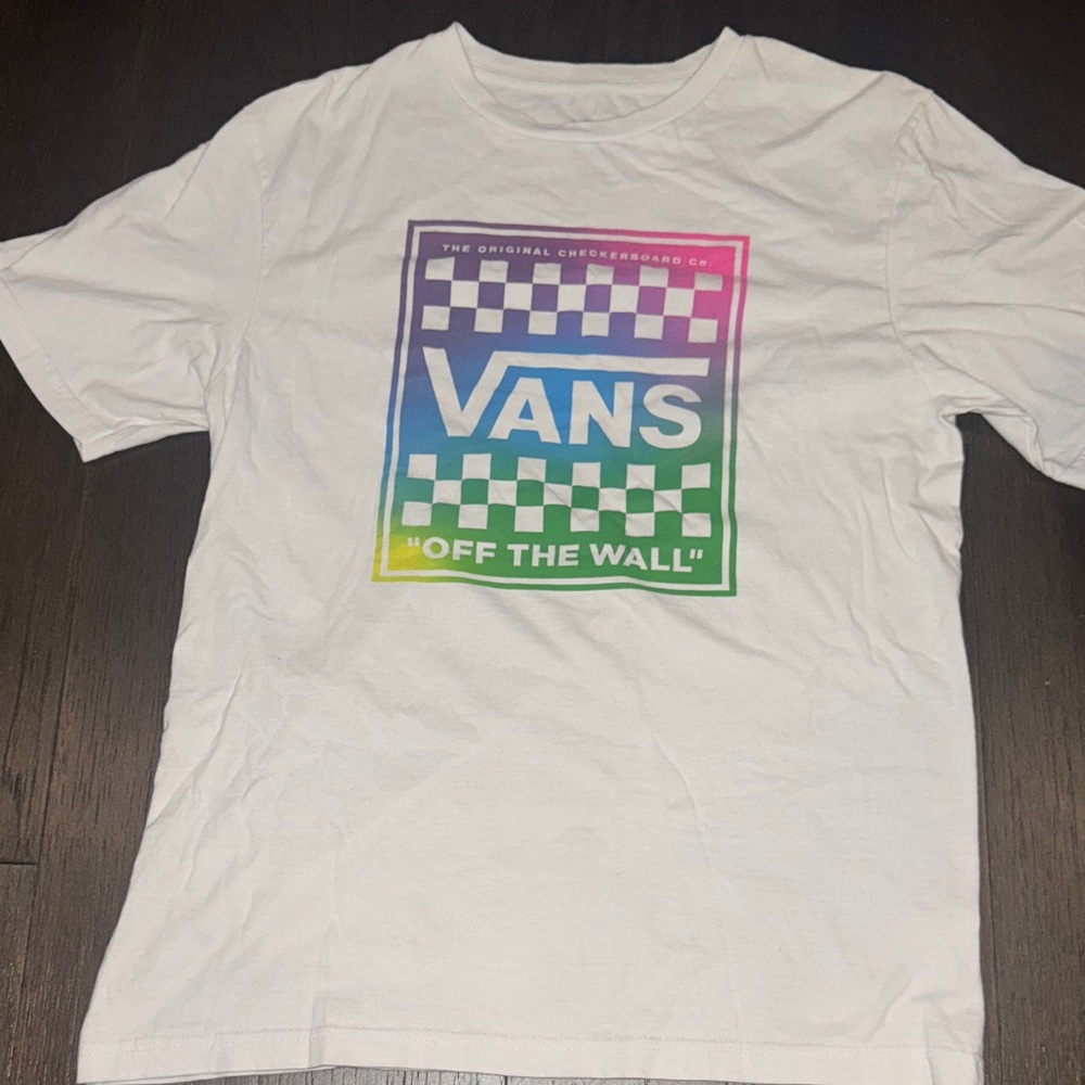 Vans White Tee with Gradient Logo